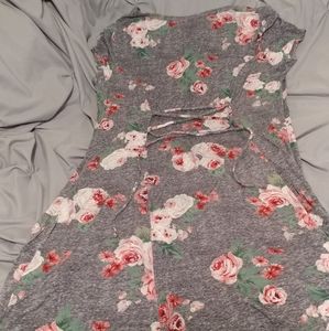 SO Kohls XL Skater Dress Grey Pink Floral
